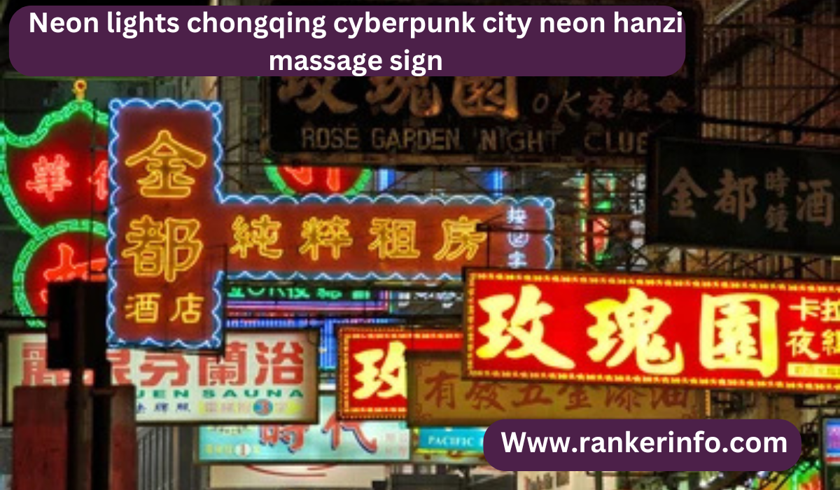 Neon lights chongqing cyberpunk city neon hanzi massage sign